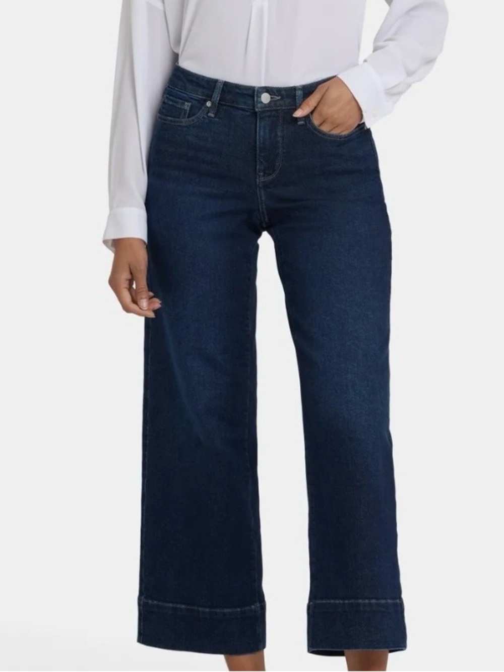 NYDJ Cropped Wide-Leg Jeans in Dark Blue Denim size 14